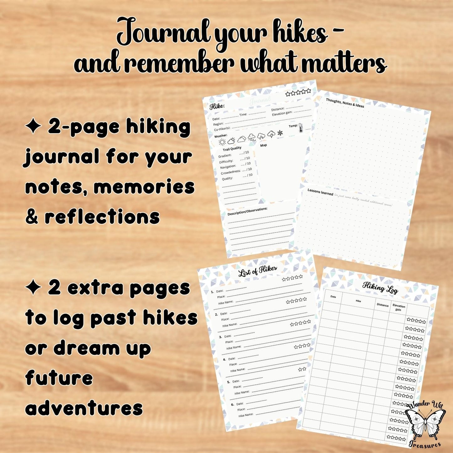 Day Hike Planner Set – printable Journal, Checklist & Packing List