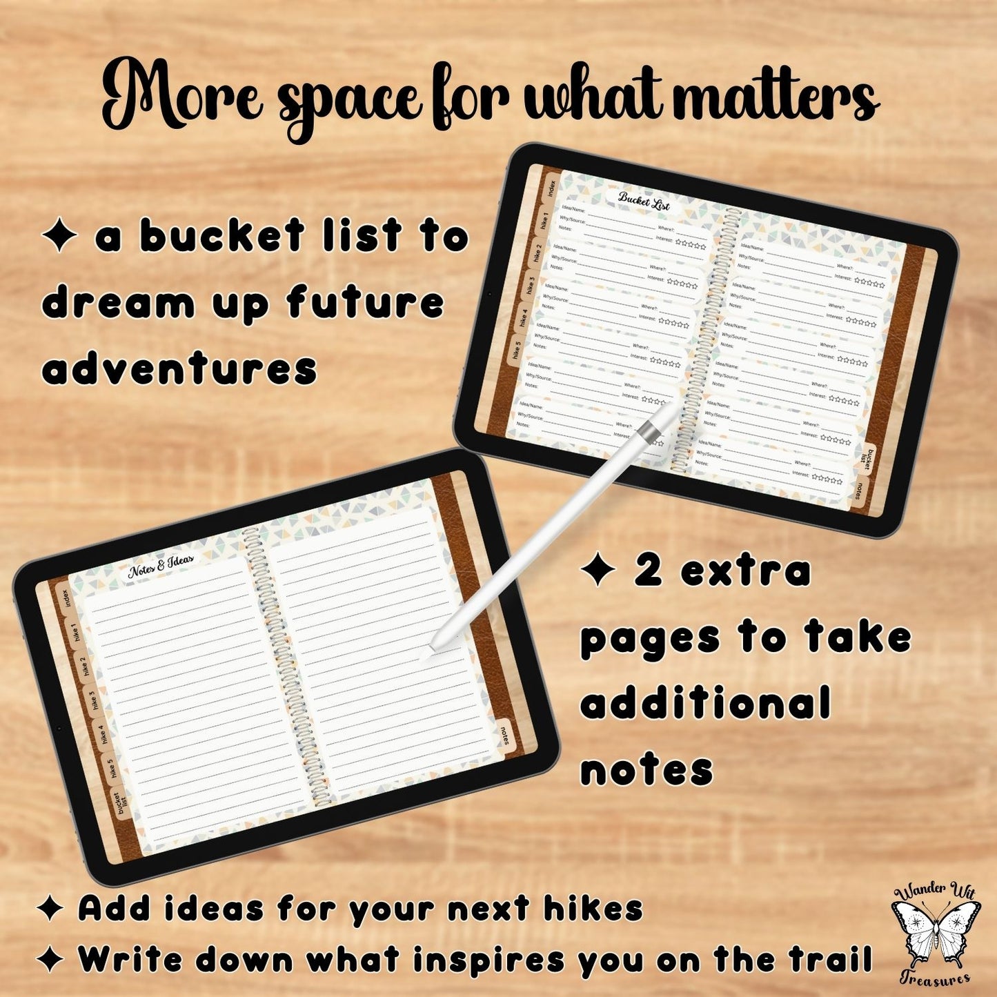Digital Hiking Planner – 5 Day Hikes | Journal, Packing List & Checklist for Your Tablet