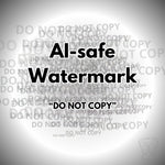AI-safe “Do Not Copy” watermark shown as a word cloud design. AI-resistant watermark PNG with transparent background, created to protect photos and online images from AI-based watermark removal.