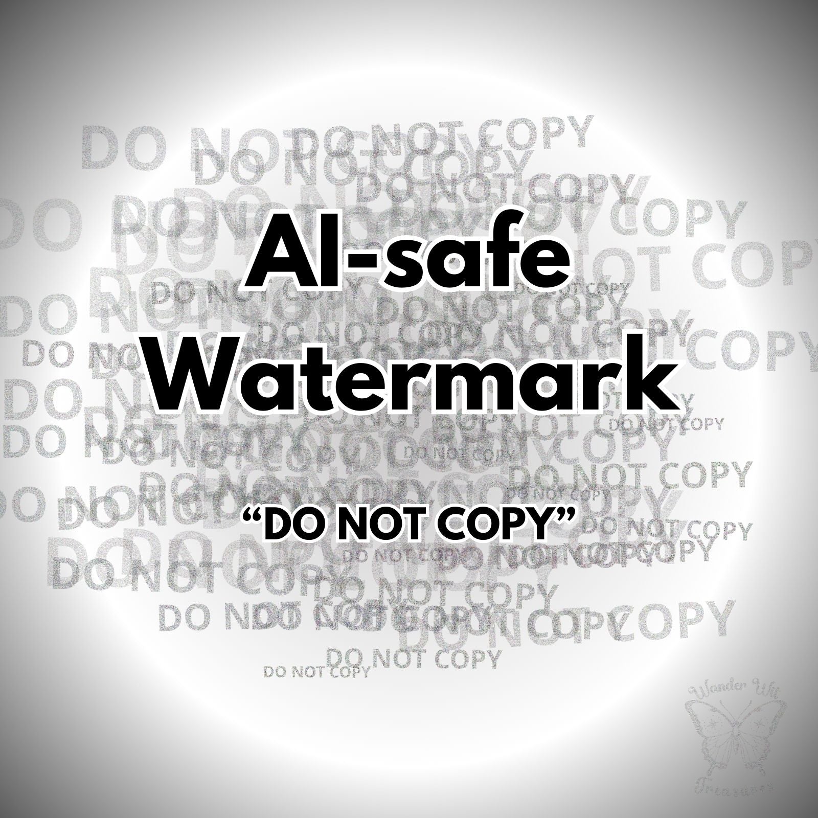 AI-safe “Do Not Copy” watermark shown as a word cloud design. AI-resistant watermark PNG with transparent background, created to protect photos and online images from AI-based watermark removal.