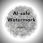 AI-safe point cloud watermark shown as a dense pattern of overlapping points, designed to protect photos by blending into image textures.