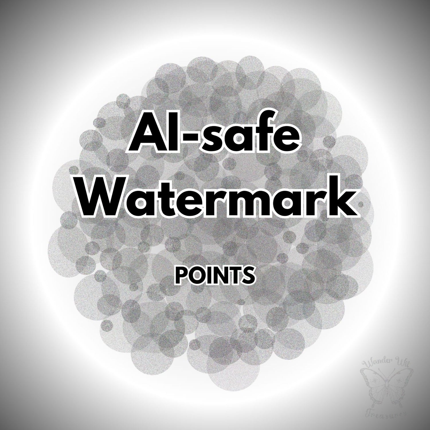 AI-safe point cloud watermark shown as a dense pattern of overlapping points, designed to protect photos by blending into image textures.
