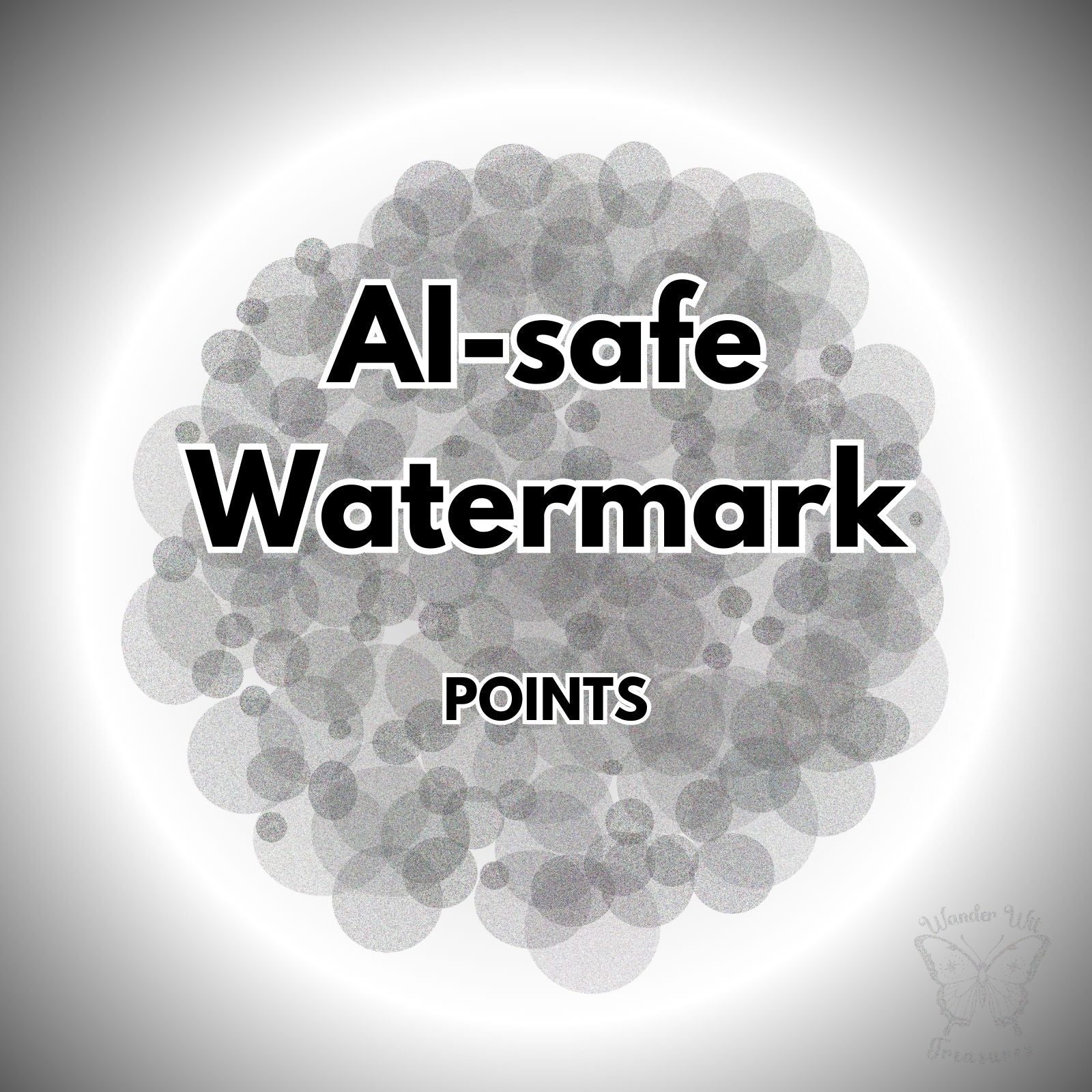 AI-safe point cloud watermark shown as a dense pattern of overlapping points, designed to protect photos by blending into image textures.