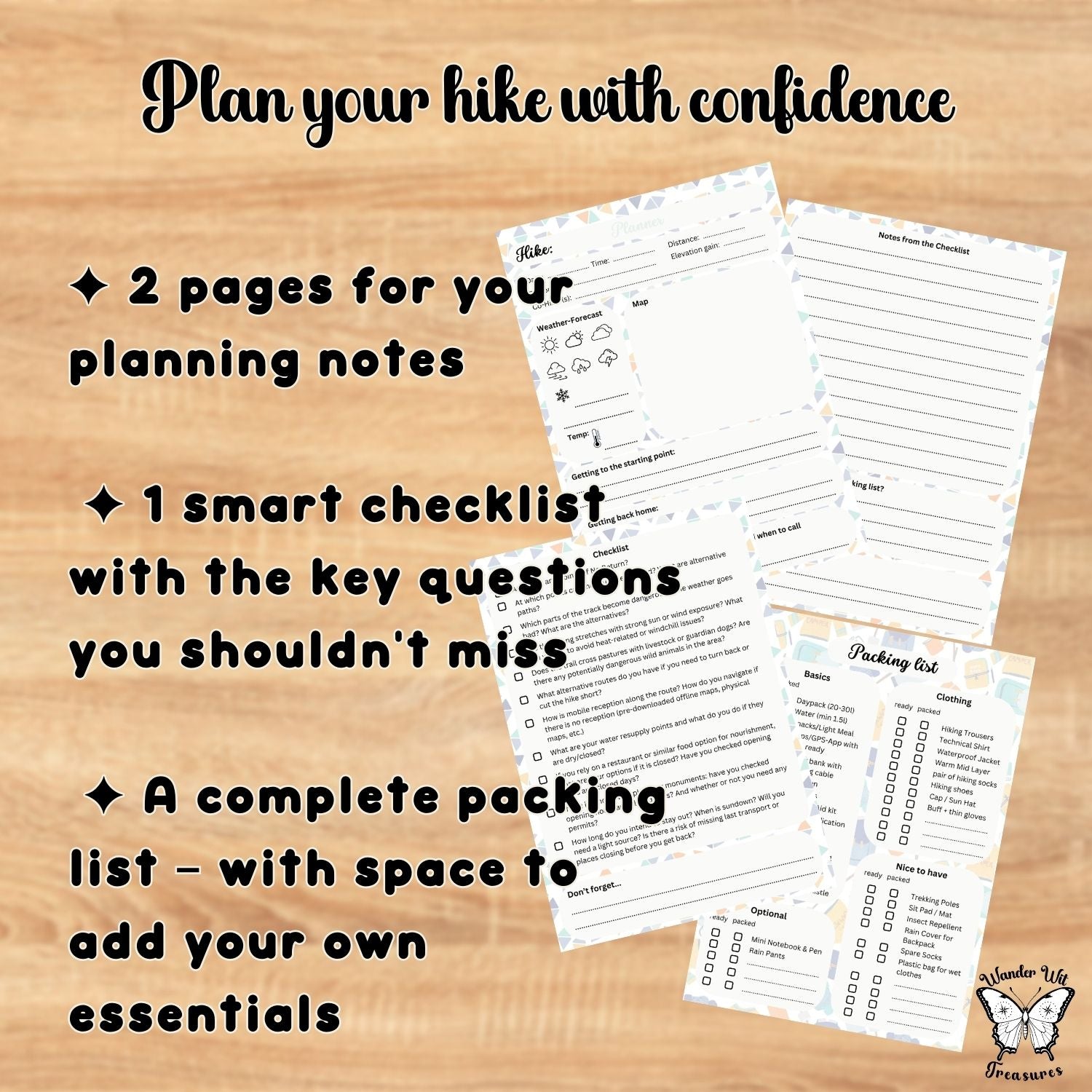 Day Hike Planner Set – printable Journal, Checklist & Packing List