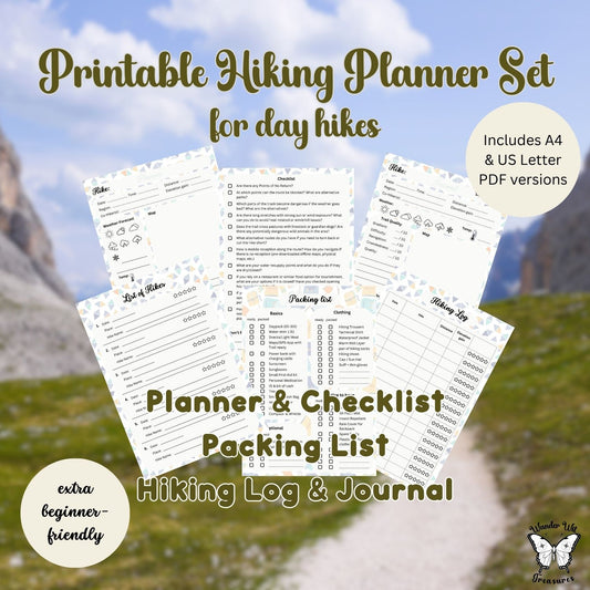 Day Hike Planner Set – printable Journal, Checklist & Packing List