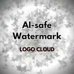 Text 'Al-safe Watermark' and 'Logo Cloud' on a background of butterfly shapes.